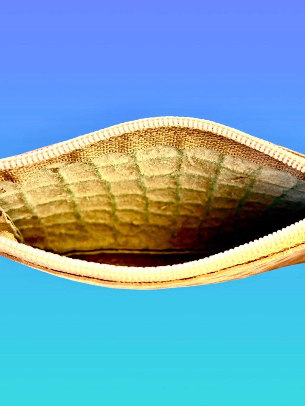 Mini Leather Zipper Pouch Croc Print Hand Crafted Tiny